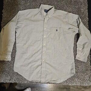 Ralph Lauren Yarmouth Mens 16 34/35 Green Gingham Check Cotton Button Down Shirt